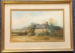 A gilt framed and glazed watercolour depicting cot