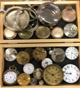 A collection of watch cases and movements. Est. £2