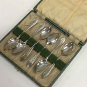 A cased set of six silver coffee spoons. Sheffield