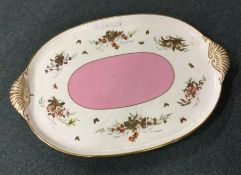 A Victorian oval porcelain tray. Est. £20 - £30.