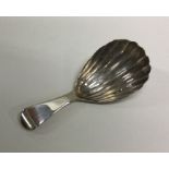 An 18th Century silver caddy spoon with fluted bow