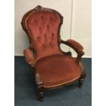 A Victorian button back nursing chair. Est. £20 -