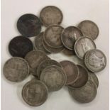 A bag containing pre-1947 silver coinage. Approx.