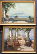 A pair of framed oils on canvas depicting typical