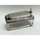 A Victorian silver mounted glass inkwell. London 1