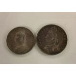 An 1887 silver Crown together with one other, (coi
