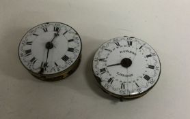 Two Antique Verge watch movements with square pill