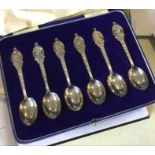 A cased set of six Mappin and Webb silver spoons.