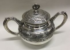 A Chinese export silver two handled cup with hinge