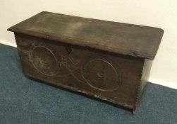 A Georgian oak plank top coffer. Est. £80 - £120.