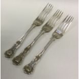 A heavy set of three silver Kings' pattern forks.