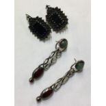 Two pairs of large silver earrings. Approx. 46 gra
