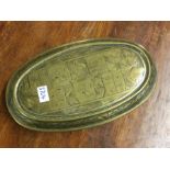 A good Antique oval brass box engraved with figure