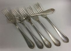 A heavy set of six 800 standard silver forks. Appr