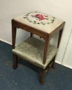 Two upholstered tapestry stools. Est. £20 - £30.