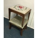 Two upholstered tapestry stools. Est. £20 - £30.