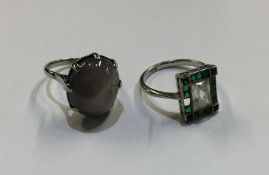 Two 18 carat white gold stone set rings. Approx. 1