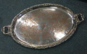 An old Sheffield Plated two-handled tray. Est. £40