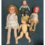 A box of old dolls. Est. £20 - £30.