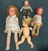 A box of old dolls. Est. £20 - £30.