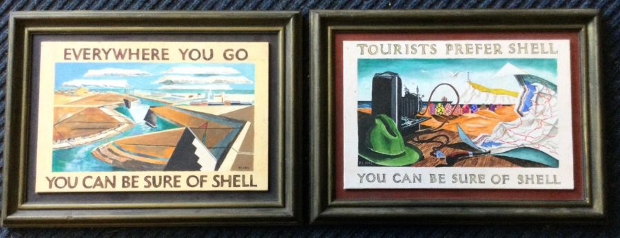 FAYE EDMONDSON: A pair of framed Shell advertising