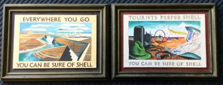 FAYE EDMONDSON: A pair of framed Shell advertising