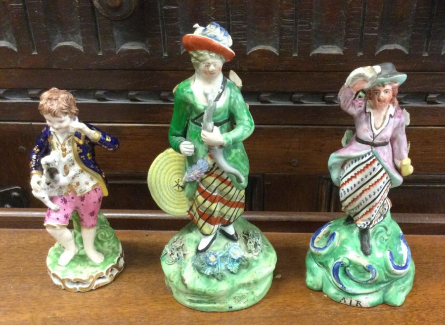 A good group of three Staffordshire figures. Est.