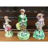 A good group of three Staffordshire figures. Est.