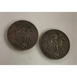 Two Victorian silver Crowns (coins). Approx. 57 gr