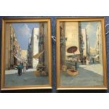 A pair of gilt framed oils on canvas depicting typ
