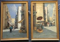 A pair of gilt framed oils on canvas depicting typ