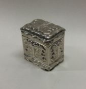 A Continental Antique hinged top silver box. Appro