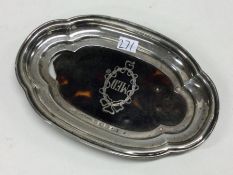 A silver and tortoiseshell tray. Birmingham 1919.