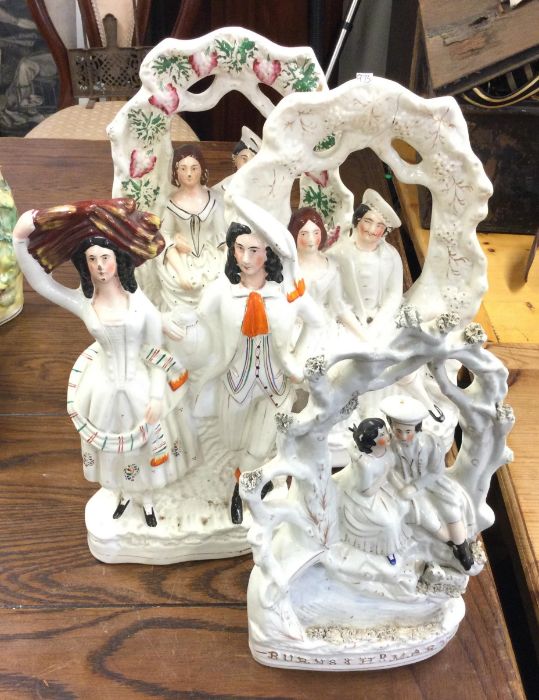 A group of four large Staffordshire figures. Est.