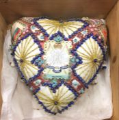 A good embroidered sweetheart cushion contained wi