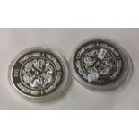 Two heavy Chinese silver 5 oz ingots. Est. £100 -