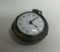 A gent's silver square pillar Verge pocket watch.
