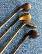 A wooden handled HICKORY golf driver by A F Kettle
