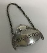 A George III silver wine label for 'Brandy'. Maker