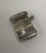 An unusual double-sided silver vesta case bearing inscriptions.
