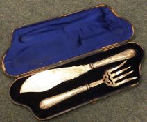 A heavy pair of Victorian silver servers. Sheffiel