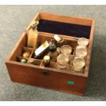 An old box containing a poison bottle etc. Est. £2