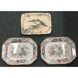 Two Chinese platters together with a platter decor