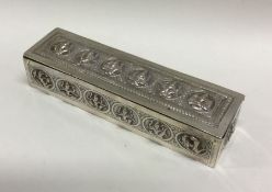 A large Indian / Thai silver box with hinged lid.