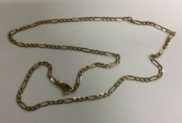 A 9 carat flat link necklace. Approx. 10.5 grams.