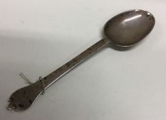 A silver trefid spoon. London 1686. Approx. 57 gra