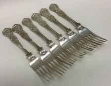 A set of six Kings' pattern silver dessert forks.