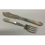 A large pair of Victorian silver and MOP servers.