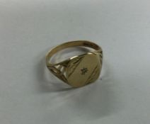 A small diamond single stone gypsy set ring. Appro