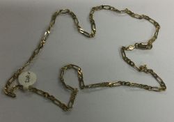 A 9 carat flat link necklace. Approx. 7.6 grams. E
